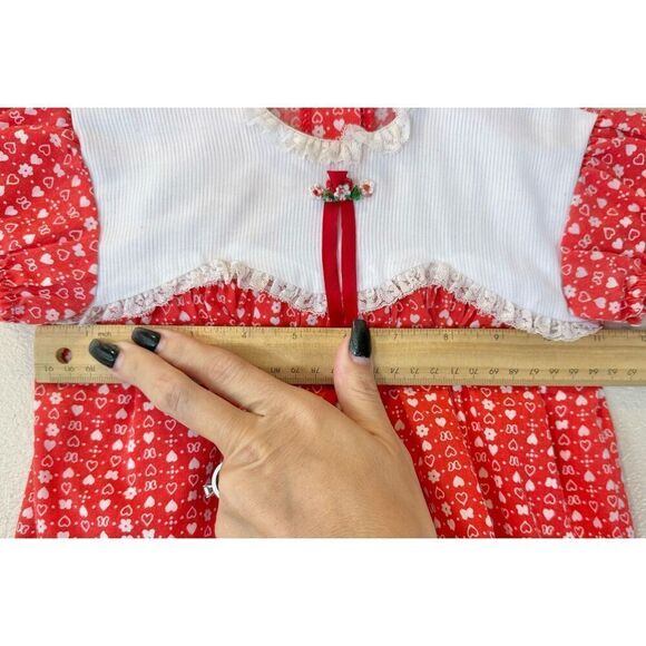 Vintage Toddle Time by JcPenny Toddler Girl’s Holiday Red & White Frilly Dress - Picture 7 of 8